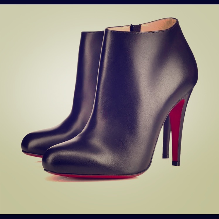 Christian Louboutin Black Leather Ankle Booties